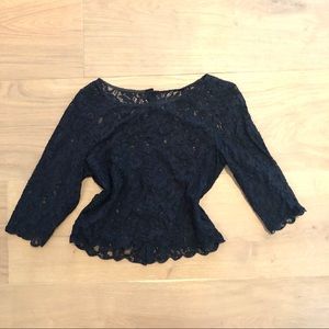 Black Lace blouse with button back